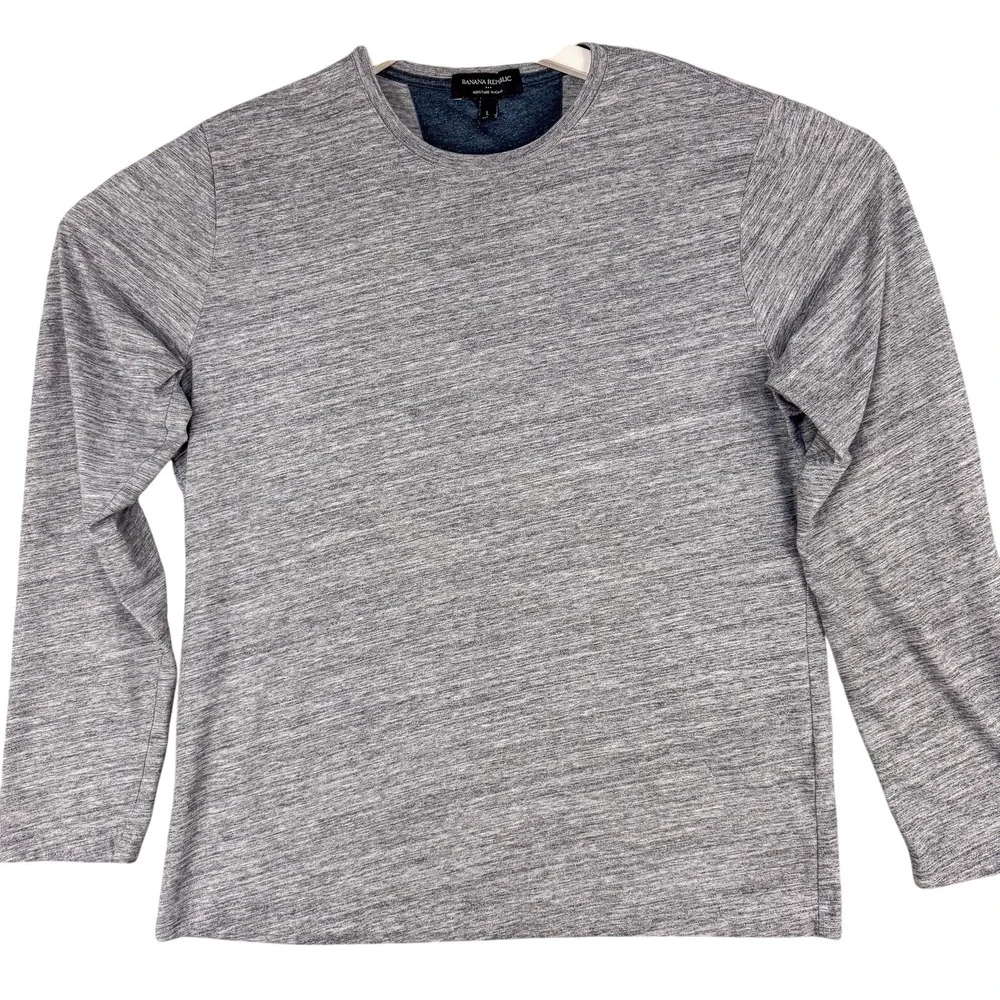 Banana Republic Shirt Mens Large‎ Gray Moisture Wicking Long Sleeve Crewneck Gym